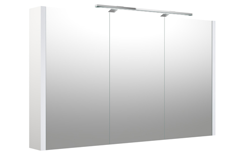 Clara spejlskab, 3 døre, eludtag, LED lys, 110x65x12 cm, hvid