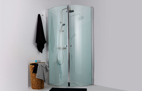 Premium afrundet brusehjørne 86x86x200, klart