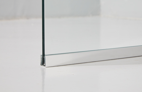 Glasvæg 90 x 220 cm, Frostet - gulvliste