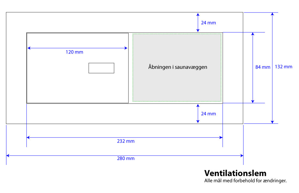 Ventilationslem, 3 forskellige - Dimensioner