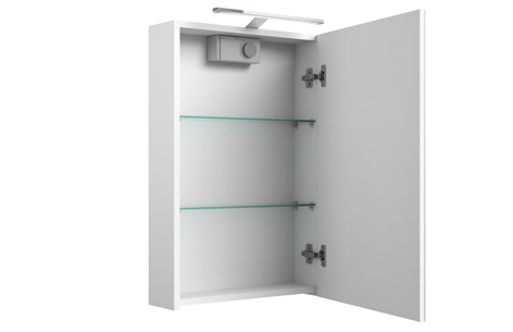 Scandic spejlskab m. LED, 1 dør, 46x70x14 cm, hvid -