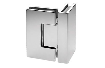 Hængsel glas til glas T/hjørne forkromet messing